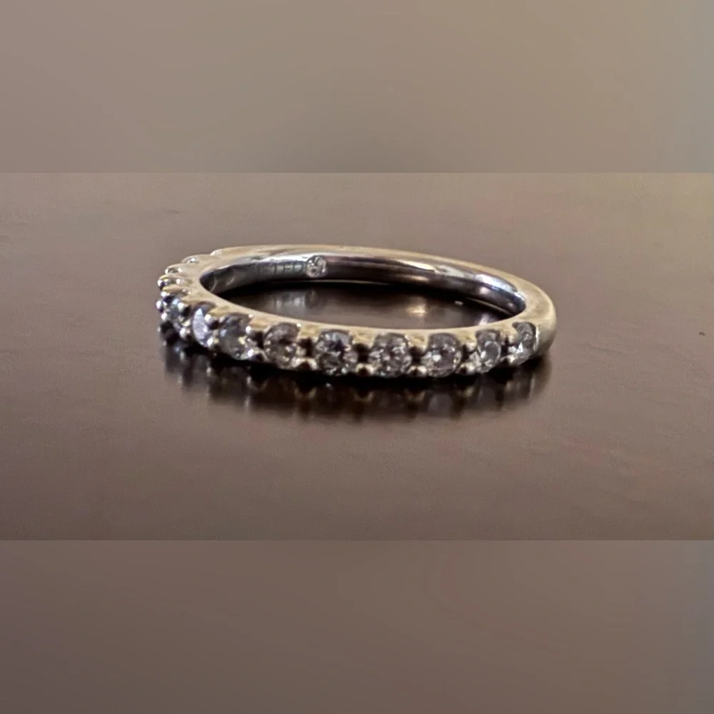 14K White Gold Leo Diamond Eternity Band Ring | 3/8 CT | Size 7